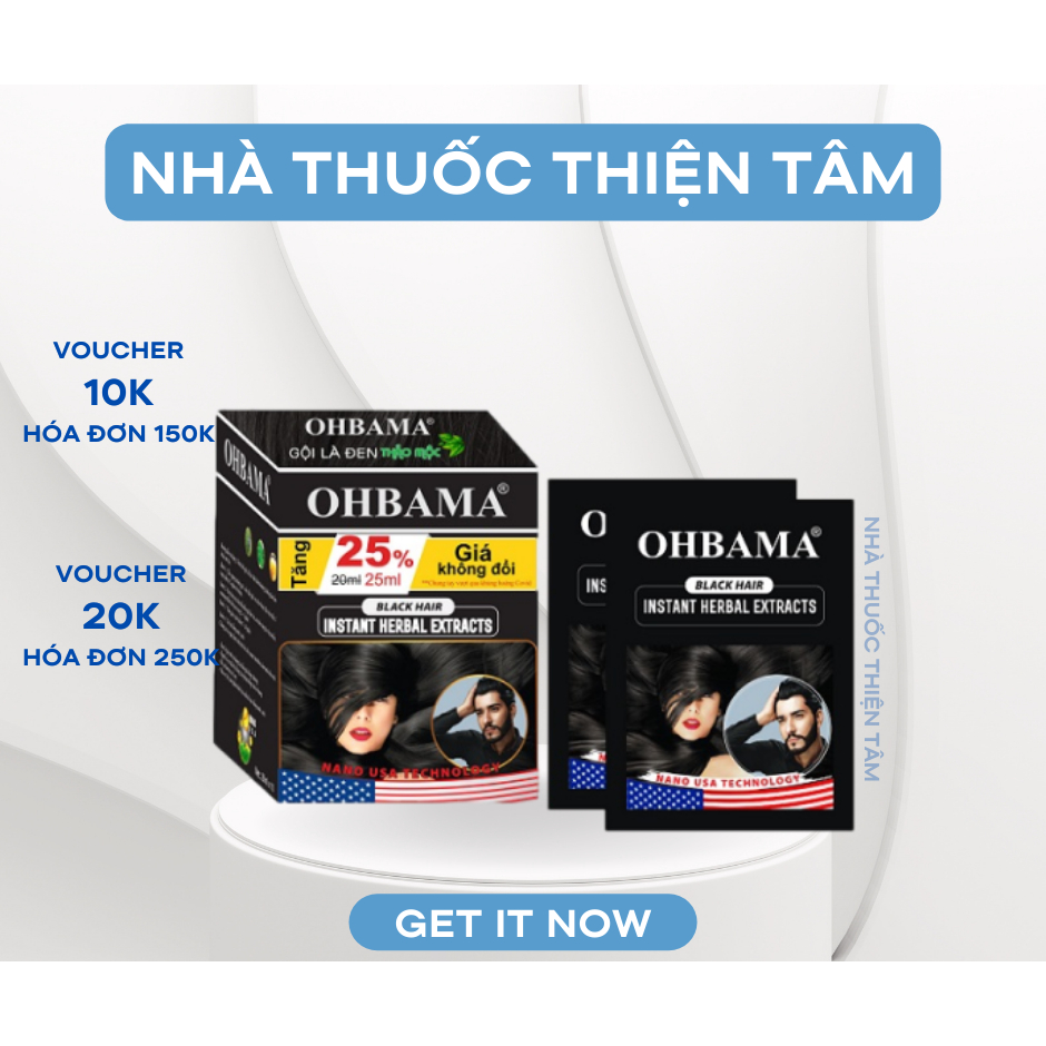 Dầu gội nhuộm tóc thảo dược OHBAMA / OBAMA [Gói 20-30ml] Gội là đen