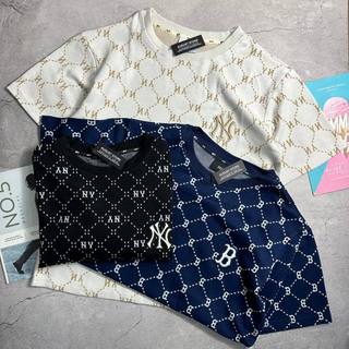 Áo cổ tròn vân monogram xuất Hàn unisex mặc đôi 3610