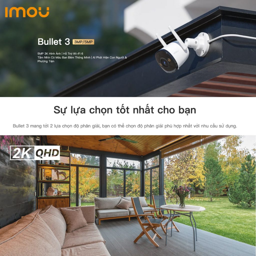 Camera Wifi Ngoài Trời IMOU BULLET 3 Có Màu Đêm Đàm Thoại 2 Chiều Phát Hiện Người Bảo Hành 2 Năm | BigBuy360 - bigbuy360.vn