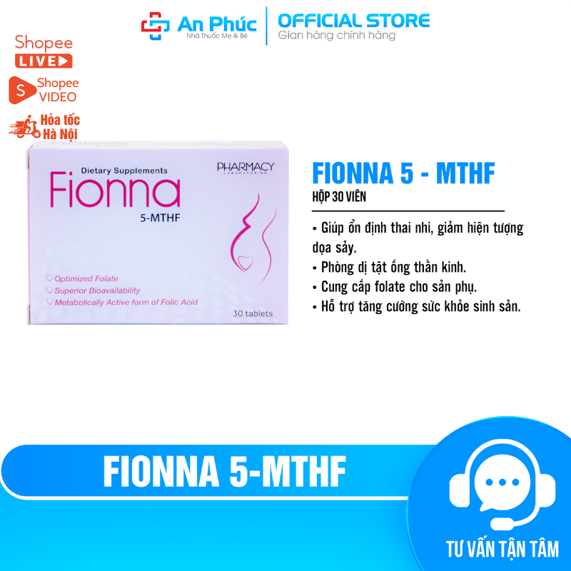 FIONNA 5-MTHF Hộp 30 Viên - Bổ sung Acid Folic cho phụ nữ trước và sau mang thai