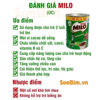 Sữa bột milo Úc lon 1kg date 3/2025