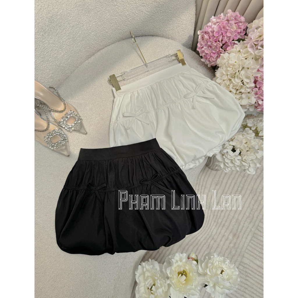 Set áo ren dài tay kèm quần   đùi bồng, set đồ nữ áo thun dài tay đính nơ mix váy 2 lớp TKCC LOẠI 1