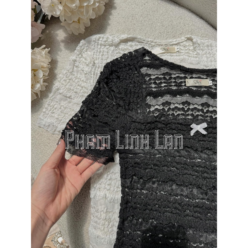 Set áo ren dài tay kèm quần   đùi bồng, set đồ nữ áo thun dài tay đính nơ mix váy 2 lớp TKCC LOẠI 1