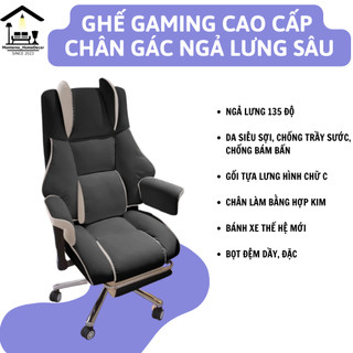 Ghế gaming bọc da cao cấp, ngả lưng 136 độ, ghế livestream, ghế gaming xoay 360 độ