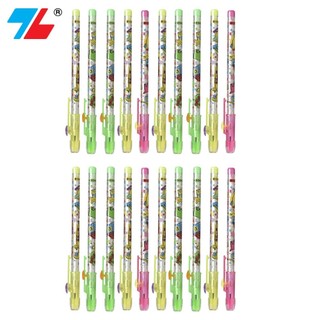Bút chì khúc thiên long pc-09, bút chì đốt nhọn màu đậm, họa tiết dễ thương kèm tẩy, giao màu ngẫu nhiên