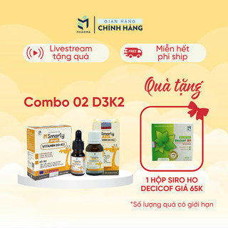 Combo 2 Lọ Vitamin D3 K2 MK7 MSMARTY - Vitamin Cho Bé Từ Sơ Sinh Giúp Hấp Thu Canxi, Tăng Chiều Cao