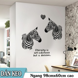 Decal trang trí tường Cặp đôi ngựa vằn đen