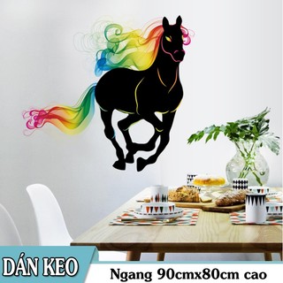Decal trang trí tường Ngựa đen sắc màu