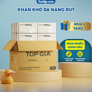 Combo 4 bịch, 8 bịch khăn vải khô đa năng cho bé Topgiakids mềm mịn, dai, thấm hút tốt