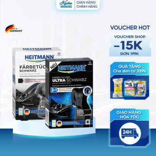 Giấy Giặt Đen Nhuộm Màu Quần Áo Heitmann Hộp 10 Miếng Đức Giúp Giữ Màu Quần Áo Không Bị Phai Màu