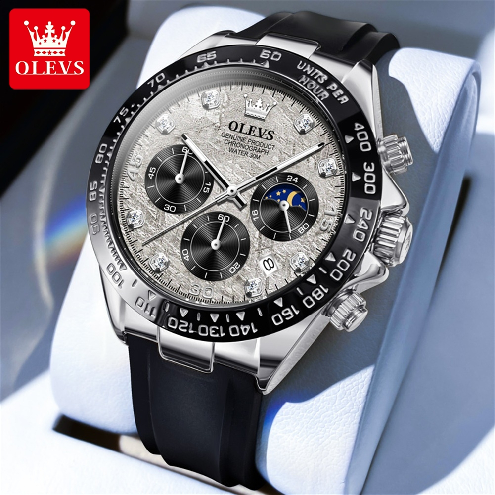 OLEVS Đồng hồ nam chính hãng cùng kiểu dáng mặt số lịch chronograph chống thấm nước dạ quang 2875