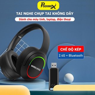 Tai nghe chụp tai Bluetooth không dây Poermax L8000 USB 2.4G dùng được cả máy tính cây PC, laptop, điện thoại
