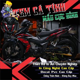 Tem lửa đỏ dán cho xe winner v1 màu đen chất,tem rời 3 lớp không bay màu