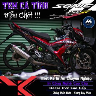 Tem lửa dán xe sonic 150 full đỏ đẹp mẫu tem 2024,tem rời,in decal 3 lớp không phai màu,không bong tróc