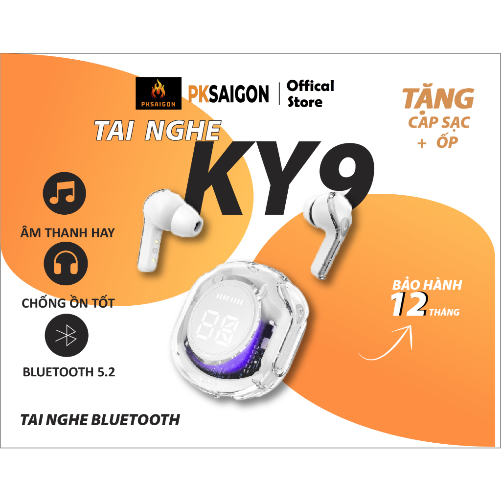 Tai Nghe Bluetooth Không Dây Ultrapods Pro v5.3 Chạm Cảm Ứng Vỏ Trong Suốt Âm Thanh Hifi Có Mic Đàm 