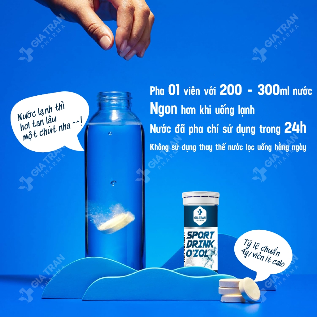 Viên sủi tăng lực Ion+ Sport Drink O'zol kèm Vitamin Acid Amin bù nước bù điện giải