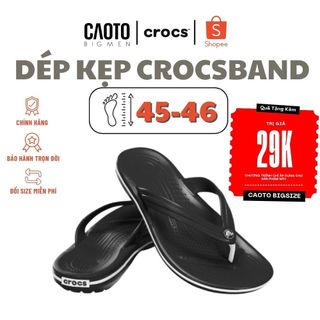Dép xỏ ngón crocs crocsband màu đen viền trắng big size 45 46 47 48