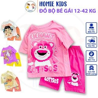 Quần áo bé gái size đại 12-42 kg set đồ bộ lửng ngố áo thun cotton tay ngắn mặc nhà đi chơi đi học in hình Homie Kids