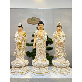 Bộ 03 tượng Tây Phương Tam Thánh 45cm ( ko hào quang) composite và Đá