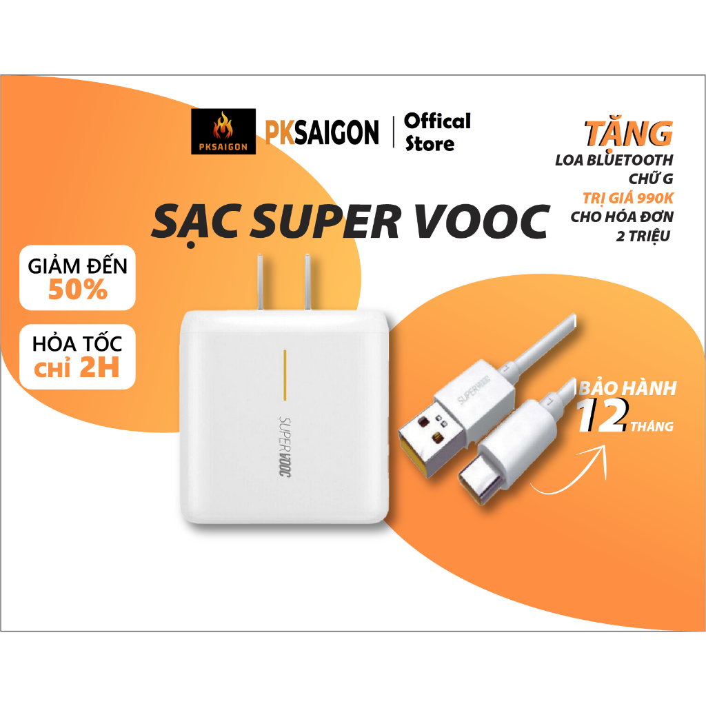 Bộ Sạc Nhanh 65w Oppo - Realme SUPER VOOC Chân Type C Hàng Chuẩn Zin Máy - PKSAIGON .