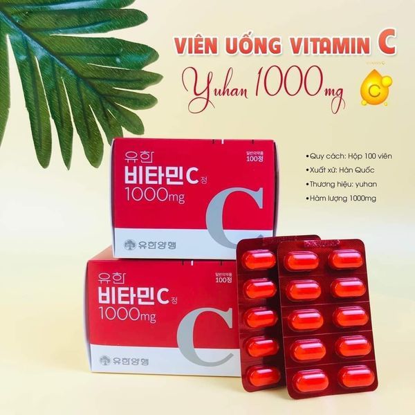 Hộp 100 Viên uống Vitamin C Yuhan Hàn Quốc 1000mg
