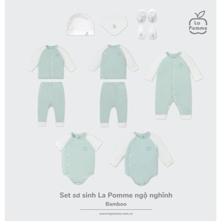 La pomme SS2024 Set sơ sinh La pomme ngộ nghĩnh - màu xanh cho bé