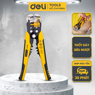 Kìm Tuốt Dây Điện Bấm Cos Đa Năng Chính Hãng DELI - Chất Liệu Cao Cấp Bền Bỉ - Hỗ Trợ Điều Chỉnh Lực Tuốt Dây