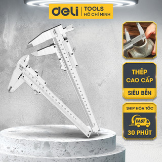 Thước Kẹp Cơ 200mm Cao Cấp Chính Hãng DELI - Chất Liệu Thép Siêu Bền Chống Mòn Gỉ - Độ Chính Xác Cao