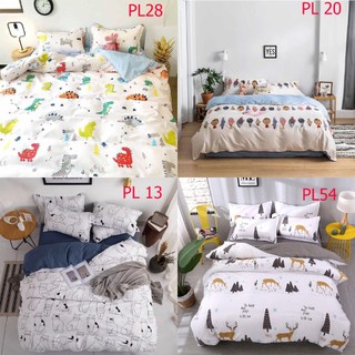 Bộ Vỏ Chăn Ga Gối Cotton Basic Nhiều Mẫu ( 1 ga + 1 vỏ chăn + 2 vỏ gối ). Shop gửi màu ngẫu nhiên