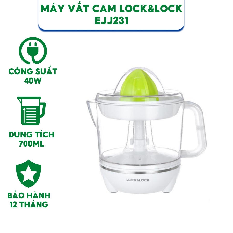 Máy Vắt Cam Lock&Lock EJJ231 Đảo 2 Chiều - Công Suất 40W - Dung Tích 700ML - Hàng Chính Hãng - Bảo Hành 12 Tháng