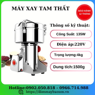 Máy Xay Bột Khô Tam Thất Nghiền Bột Ngũ Cốc Bảo Hành 12 Tháng