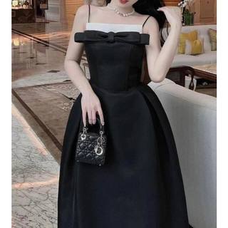 🧧Đầmcup ngực phối nơ cổ đen
