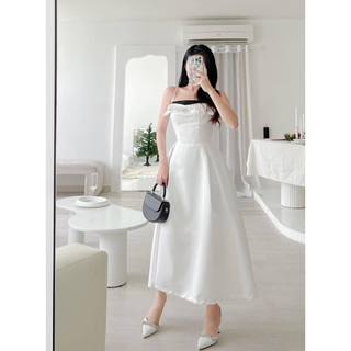 🧧Đầmcup ngực phối nơ cổ đen