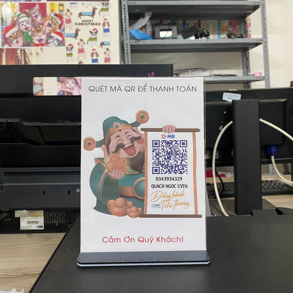 Standee Để Bàn In Mã QR Thần Tài - Kệ Menu Qr - Mã Quét Qr - Có In Theo Yêu Cầu Đẹp