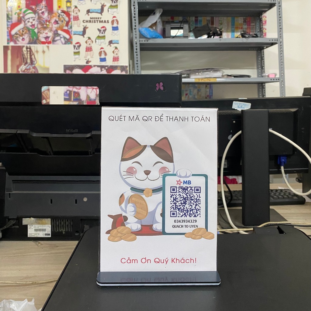 Standee Để Bàn In Mã QR MÈO THẦN TÀI - Kệ Menu Qr - Mã Quét Qr - Có In Theo Yêu Cầu Đẹp
