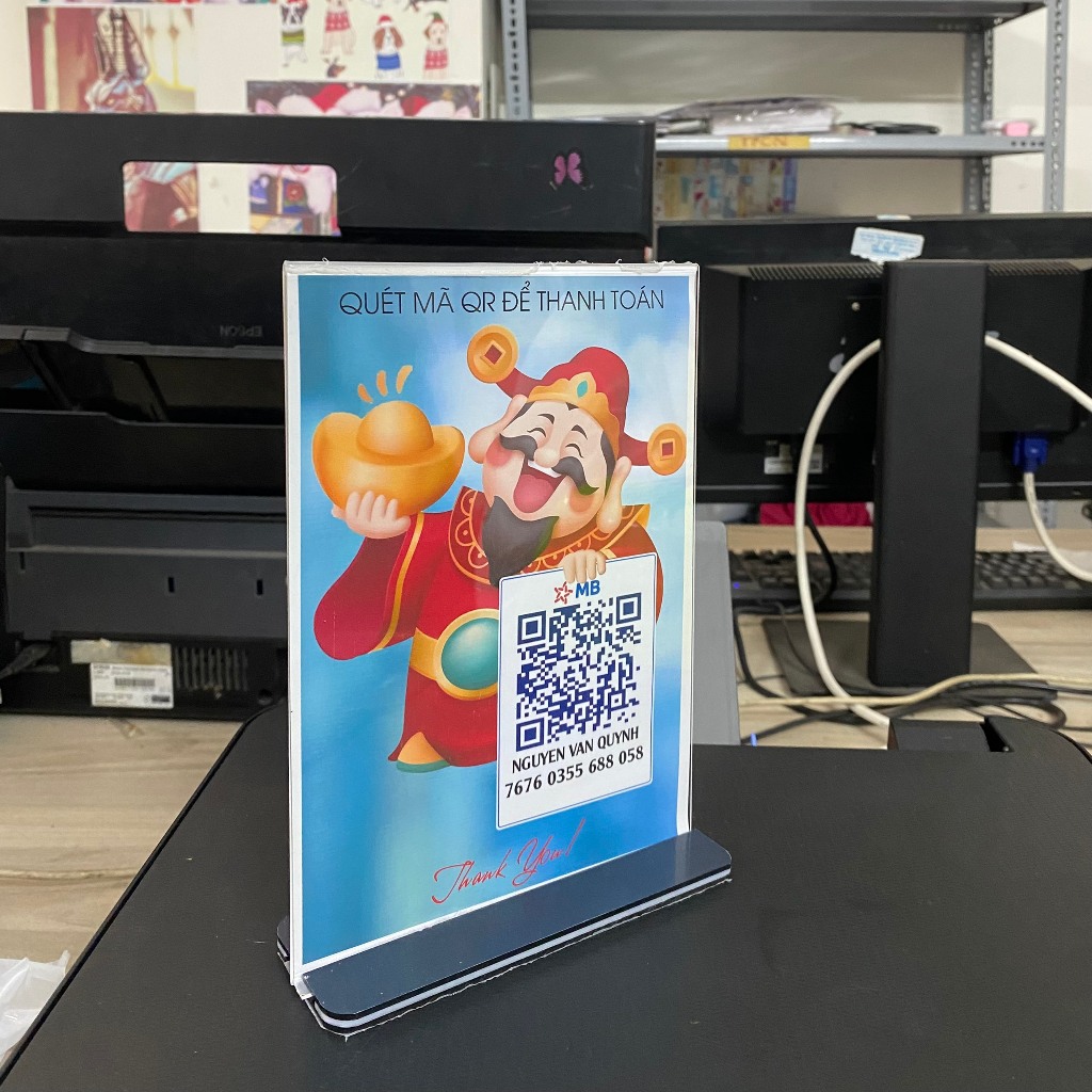 Standee Để Bàn In Mã QR THẦN TÀI MAY MẮN - Kệ Menu Qr - Mã Quét Qr - Có In Theo Yêu Cầu Đẹp