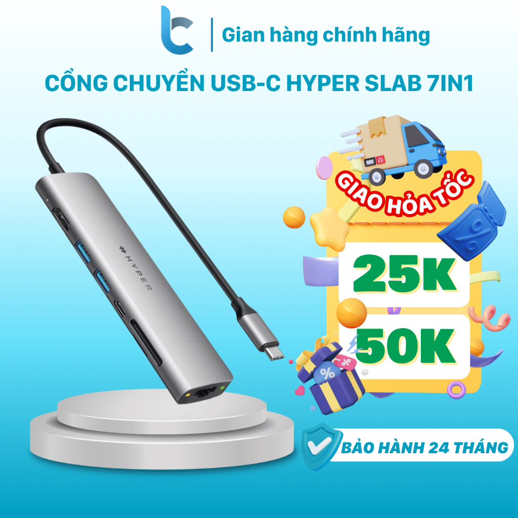 Hub/ Cổng Chuyển USB-C Hyperdrive Slab 7in1