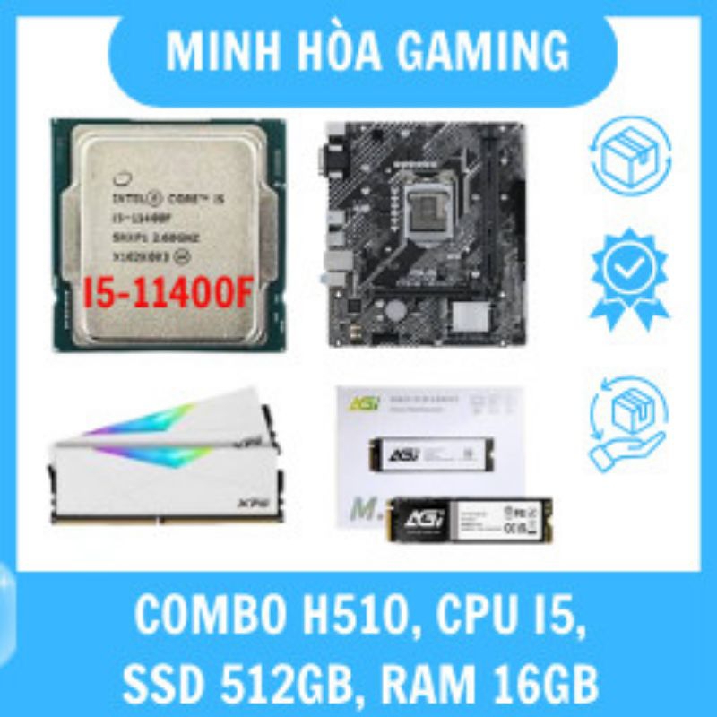 COMBO MAIN H510 ASUS, CPU I5 11400F, SSD 512GB, RAM KINGSTON 16GB