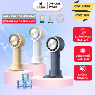 Quạt Cầm Tay Mini JIASHI Tích Điện 3 Tốc Độ Gió Có Chế Độ Nén Lạnh Nhỏ Gọn Có Giá Đỡ, Quạt Làm Mát Cực Nhanh - QCT04