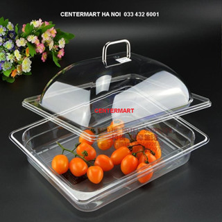 Bộ khay trưng bày nhựa trong suốt loại 1/2 kèm nắp trong suốt - nhựa dày - trưng bày bánh chống bụi trang nhã cao cấp