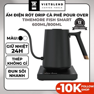 Ấm điện cổ ngỗng drip cà phê pour over Timemore Fish Smart - Cảm ứng điều khiển nhiệt độ - Màn hình LED