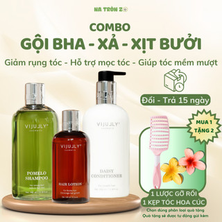 Combo Dầu Gội Bưởi - Kem Xả Biotin - Xịt Tinh Dầu Bưởi VIJULLY Mềm Mượt Giảm Rụng, Kích Mọc Tóc, Phục Hồi Tóc Hư Tổn