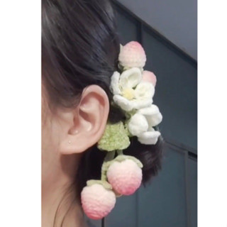  Kẹp Tóc Dâu Tây Len - Kẹp Tóc Dâu Tây được làm thủ công bằng len 