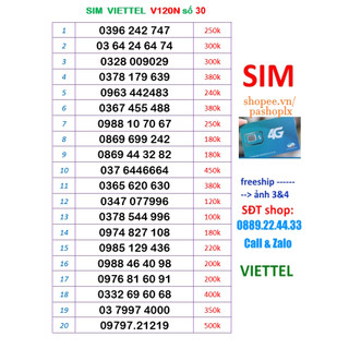 Sim viettel số đẹp 30