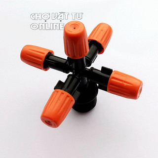 Béc phun tưới, phun sương 5 cửa màu cam bằng nhựa có điều chỉnh lưu lượng kết nối ren 21mm - Chợ Vật Tư Online