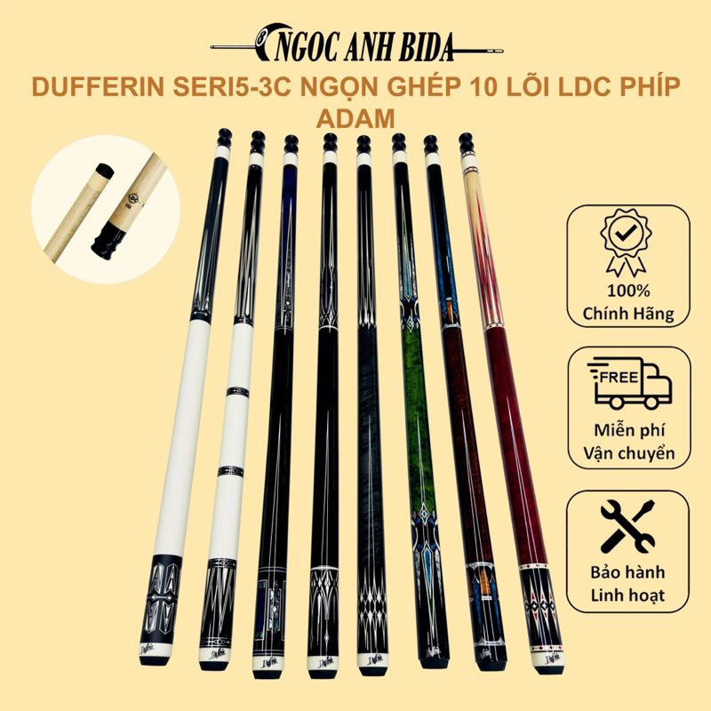 Dufferin seri5 chuyên 3C ngọn ghép 10 lõi LDC phíp adam, đầu 12m hàng chính hãng, check code hàng th