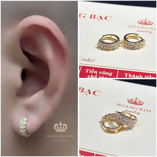 Bông tai bạc xi vàng 18k nam nữ - khuyên tai tròn chuẩn bạc s950 xi vàng 18k cao cấp