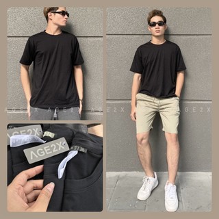 Aó thun trơn cổ tròn màu đen AGE2X - áo thun form unisex