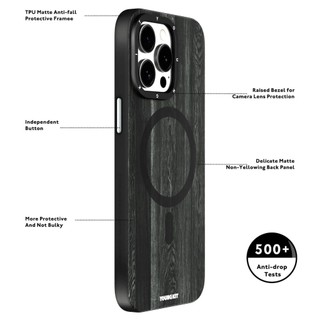 Ốp lưng Youngkit vân gỗ chống xước hỗ trợ sạc không dây cho IPhone 14 Pro Max / 15 Pro Max