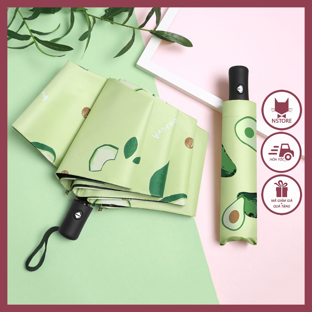 Ô Dù gấp gọn , dù che mưa , chống tia UV 8 nan ( nhiều mẫu họa tiết )